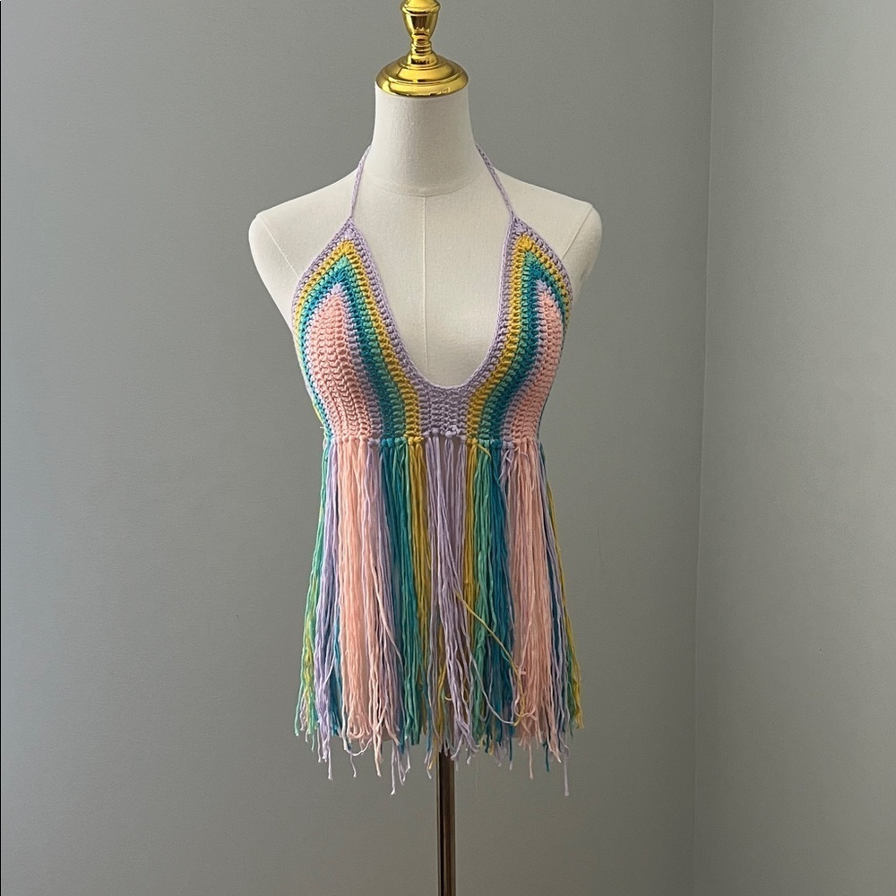 Multicolor Crochet Halter Top